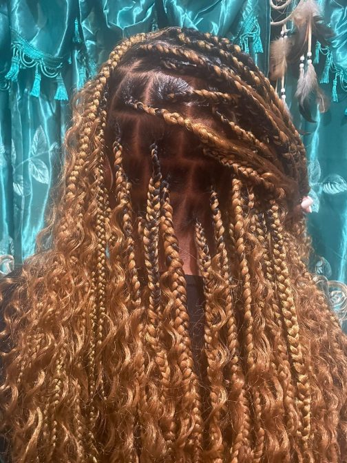 Boho Knotless Braids Medium: Waist Length